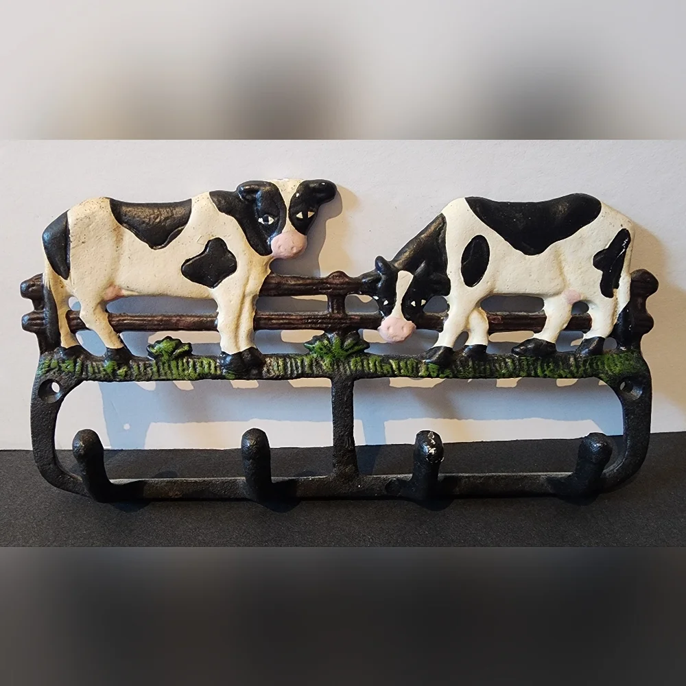Cast Iron Handpainted Cow Wall Hook